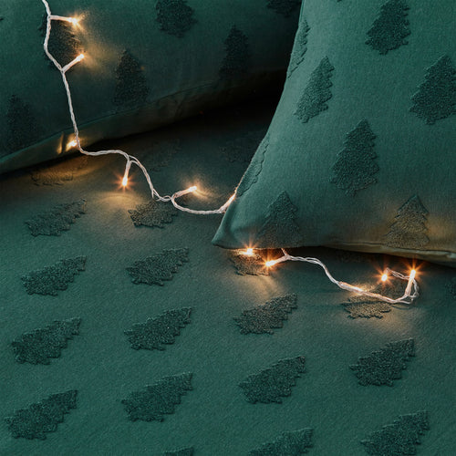  Green Bedding - Tufted Tree Festive 100% Cotton Duvet Cover Set Pine Green Yard