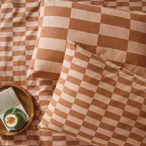 The Ultimate Checkerboard Reversible Pillowcase Pair Pumpkin Spice