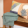furn. Tulna Embroidered Piped Cushion Cover in Sage/Caramel