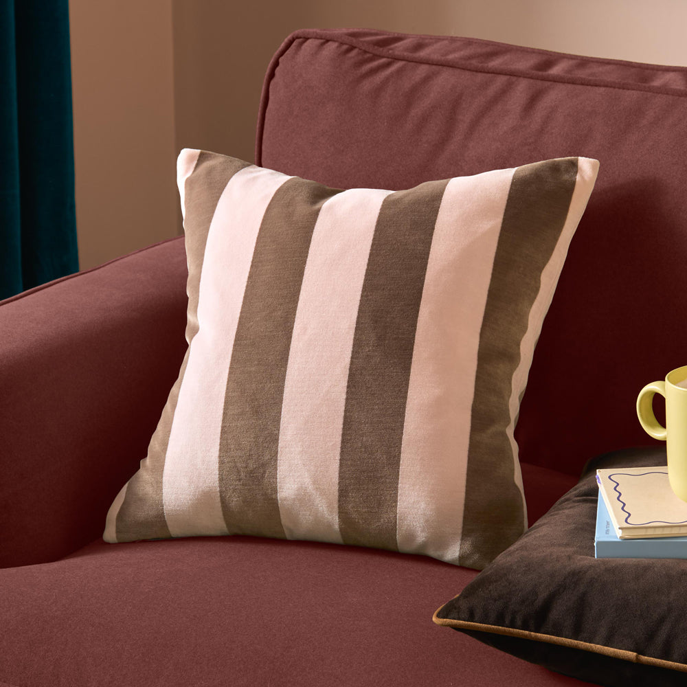 The Ultimate Stripe Jacquard Cushion Berry Brownie