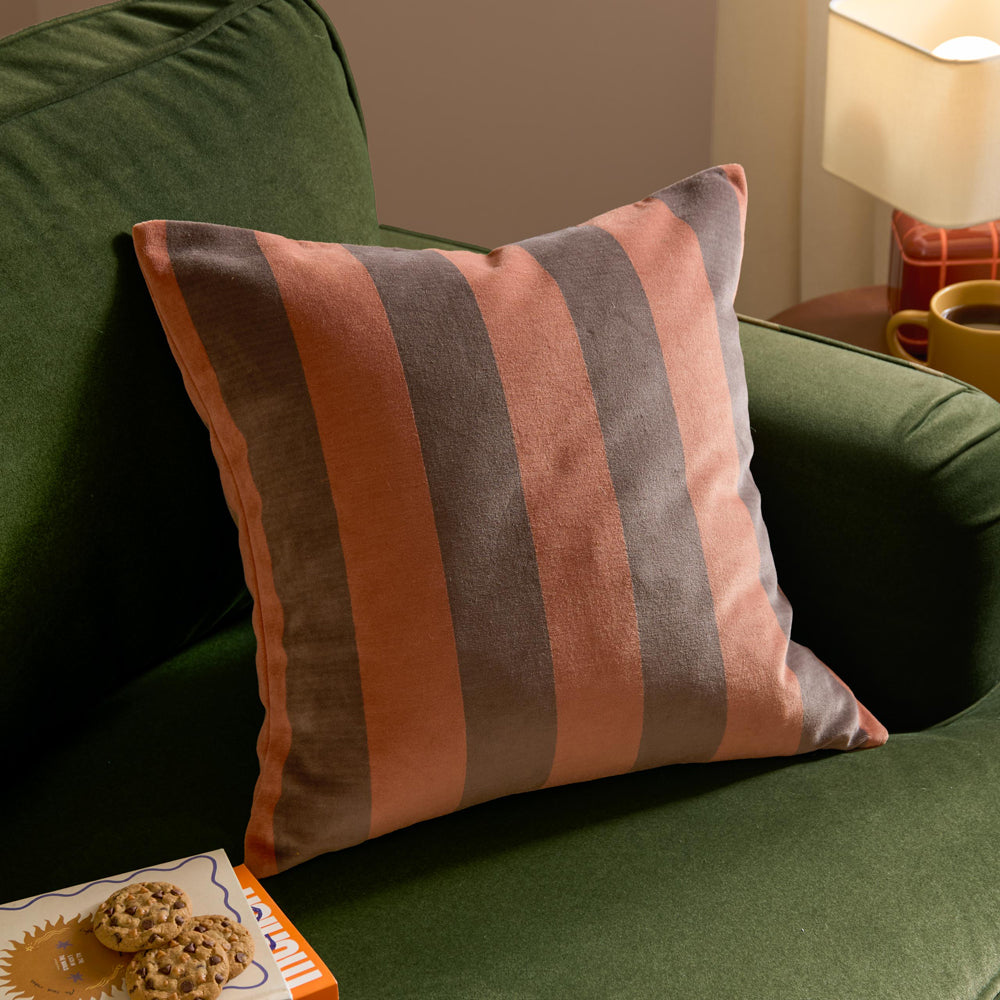 The Ultimate Stripe Jacquard Cushion Chocolate Caramel