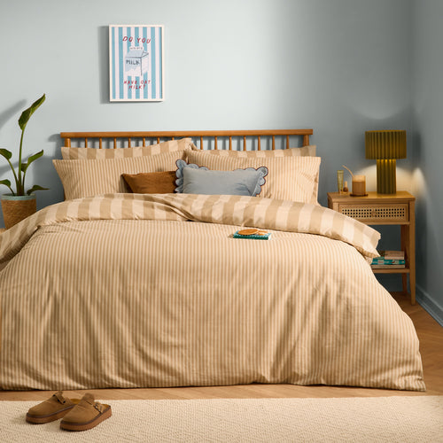 Striped Beige Bedding - The Ultimate Stripe Reversible Duvet Cover Set Caramel Latte Furn