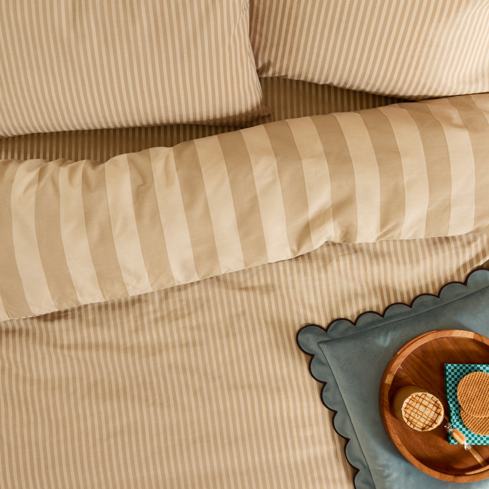 The Ultimate Stripe Reversible Duvet Cover Set Caramel Latte