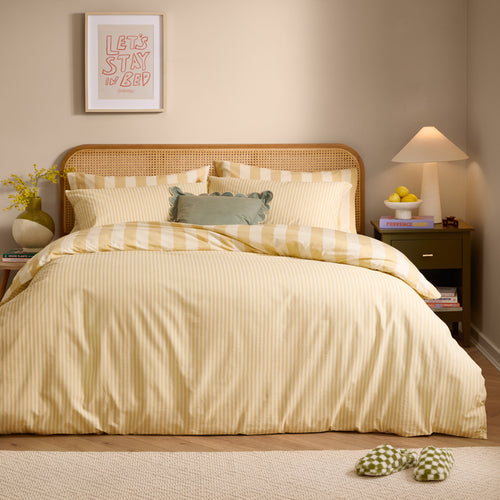 Striped Yellow Bedding - The Ultimate Stripe Reversible Duvet Cover Set Custard Cream Furn