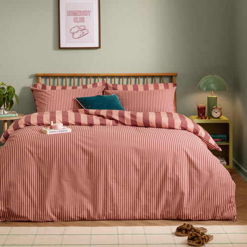 Striped Pink Bedding - The Ultimate Stripe Reversible Duvet Cover Set Raspberry Smoothie Furn