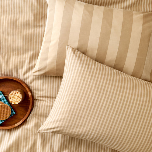 Striped Beige Bedding - The Ultimate Stripe Reversible Pillowcase Pair Caramel Latte Furn