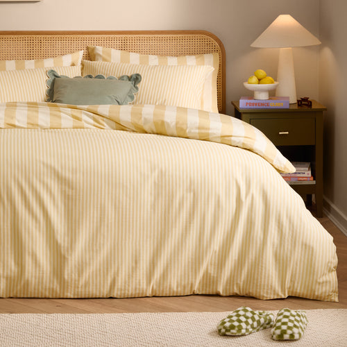 The Ultimate Stripe Reversible Pillowcase Pair Custard Cream