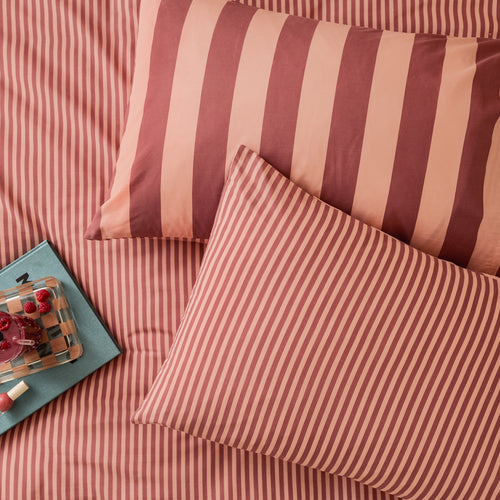 Striped Pink Bedding - The Ultimate Stripe Reversible Pillowcase Pair Raspberry Smoothie Furn