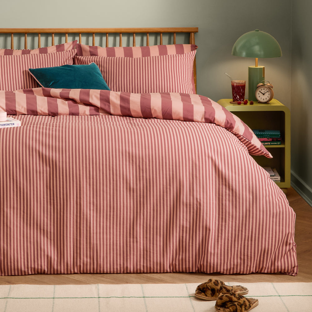 The Ultimate Stripe Reversible Pillowcase Pair Raspberry Smoothie