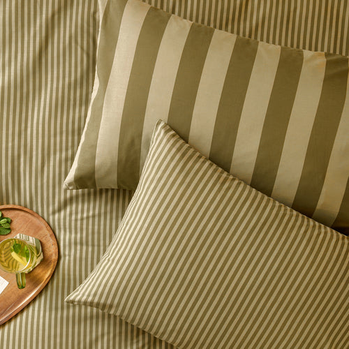 Striped Green Bedding - The Ultimate Stripe Reversible Pillowcase Pair Green Tea Furn