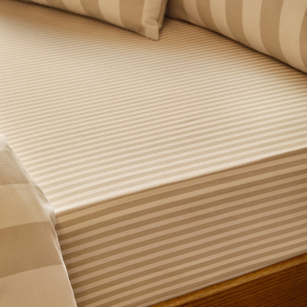 The Ultimate Stripe Fitted Bed Sheet Caramel Latte