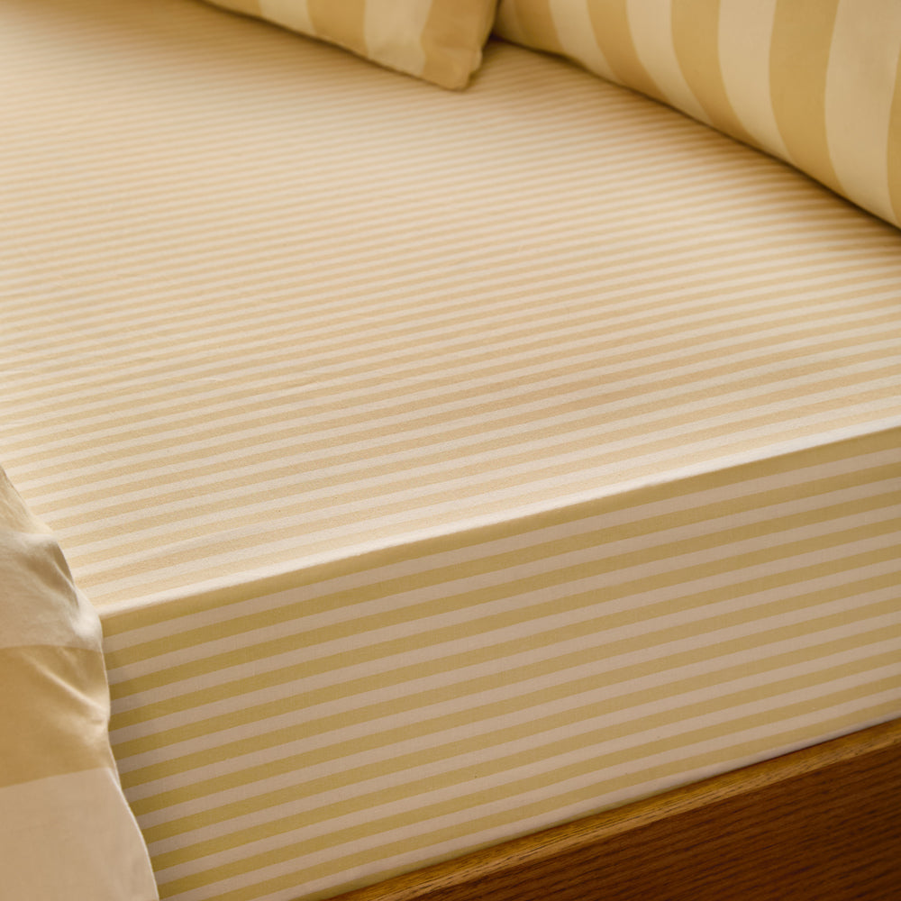 The Ultimate Stripe Fitted Bed Sheet Custard Cream