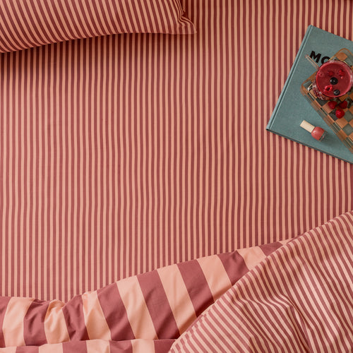 Striped Pink Bedding - The Ultimate Stripe  Fitted Bed Sheet Raspberry Smoothie Furn