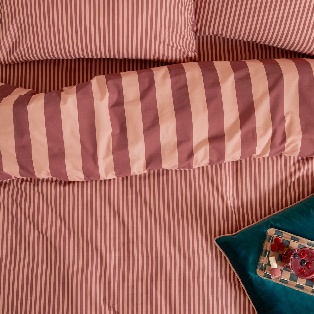 The Ultimate Stripe Fitted Bed Sheet Raspberry Smoothie