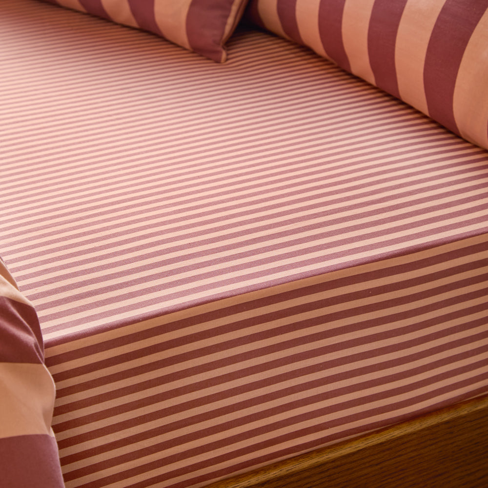 The Ultimate Stripe Fitted Bed Sheet Raspberry Smoothie