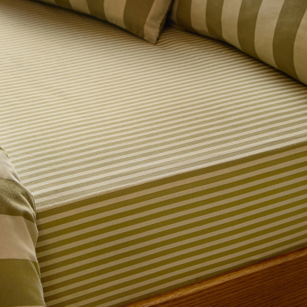The Ultimate Stripe Fitted Bed Sheet Green Tea