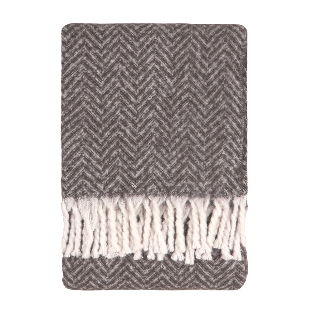 Herringbone Grey Throws - Tweedie Brushed Herringbone Throw Charcoal Furn