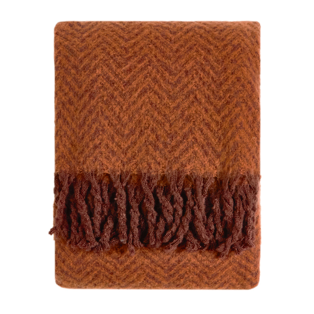Tweedie Brushed Herringbone Throw Cinnamon