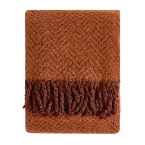 Tweedie Brushed Herringbone Throw Cinnamon