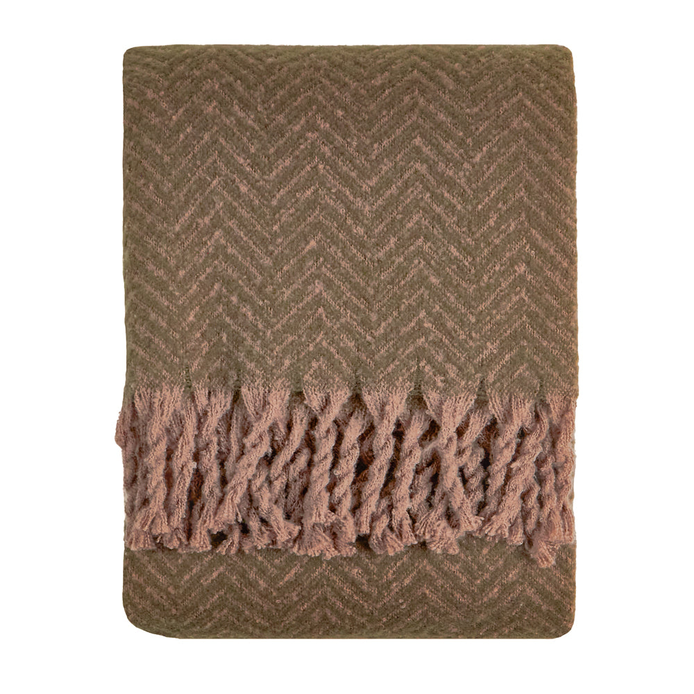 Tweedie Brushed Herringbone Throw Mocha