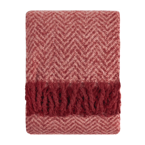 Herringbone Pink Throws - Tweedie Brushed Herringbone Throw Pink/Burgundy Furn