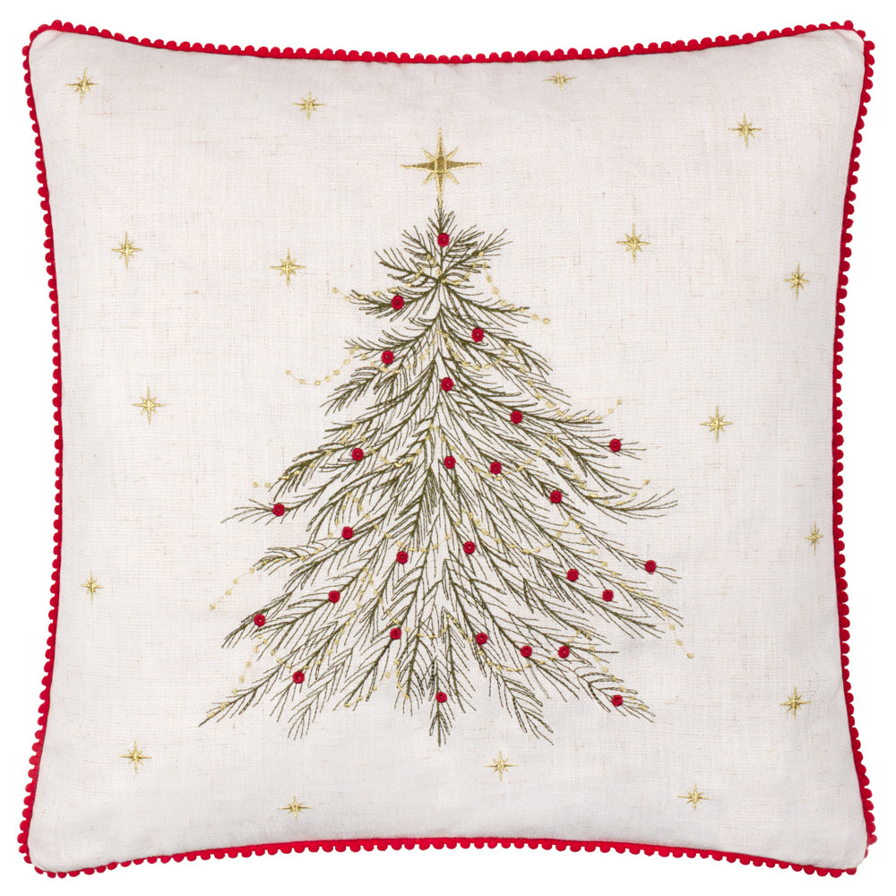 Twinkling Tree Embroidered Cushion Natural