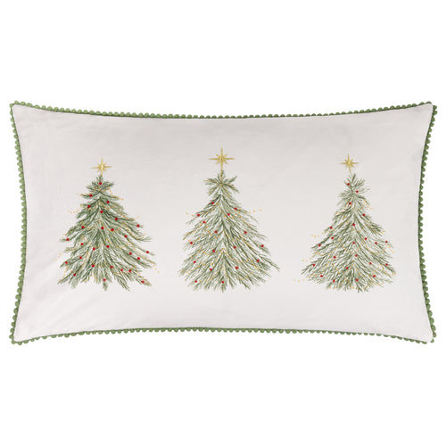 Twinkling Tree Trio Embroidered Cushion Green