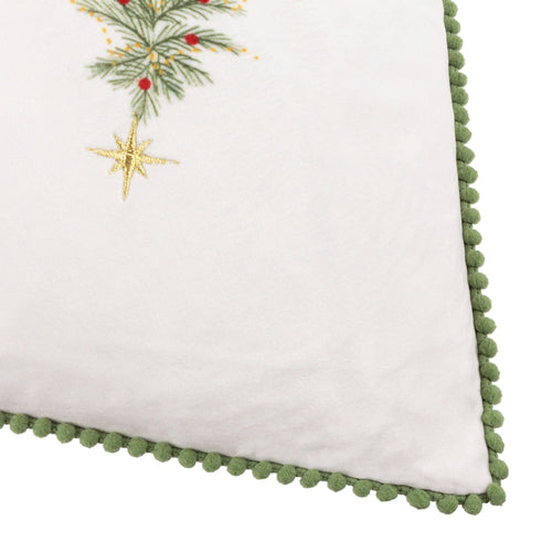 Twinkling Tree Trio Embroidered Cushion Green