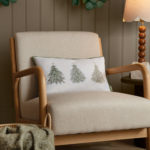 Twinkling Tree Trio Embroidered Cushion Green