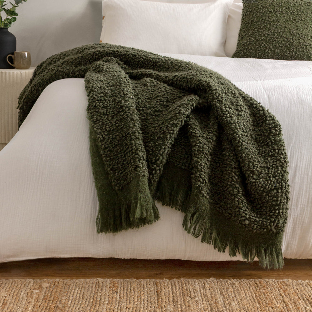 Plain Green Throws - Ulsmere  Throw Lichen Yard