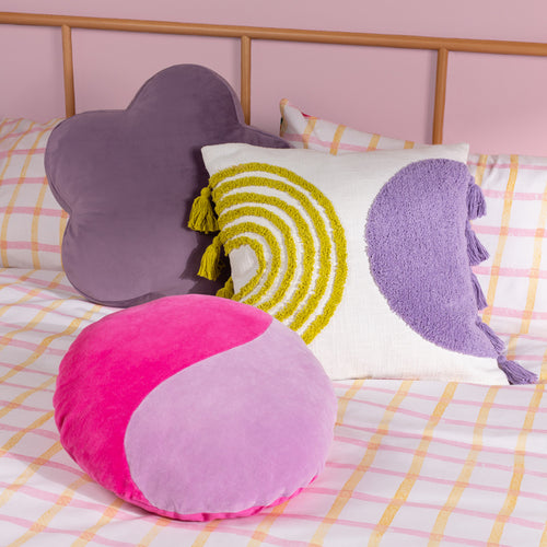 Geometric Purple Cushions - Unity Velvet Ready Filled Cushion Lilac/Pink heya home