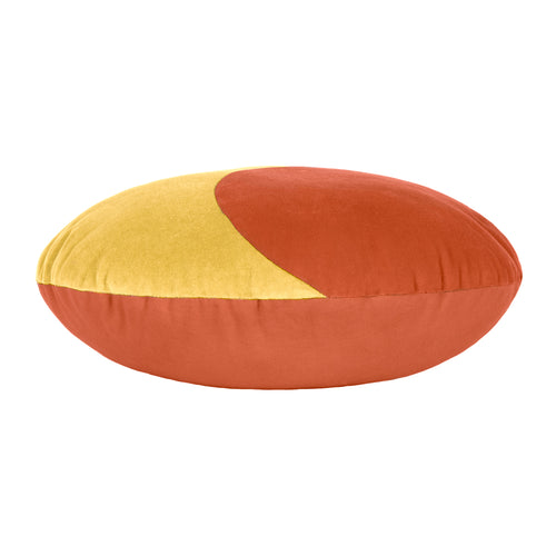 Geometric Orange Cushions - Unity Velvet Ready Filled Cushion Orange/Yellow heya home