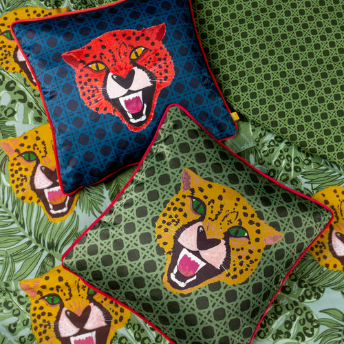 Animal Green Cushions - Untamed Cheetah Cushion Cover Green furn.