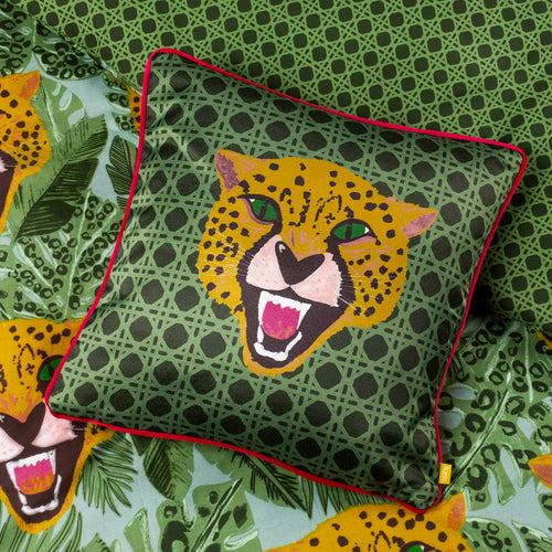 Animal Green Cushions - Untamed Cheetah Cushion Cover Green furn.