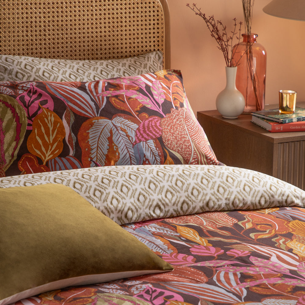 Utopia Printed Reversible Duvet Cover Set Copper Glow