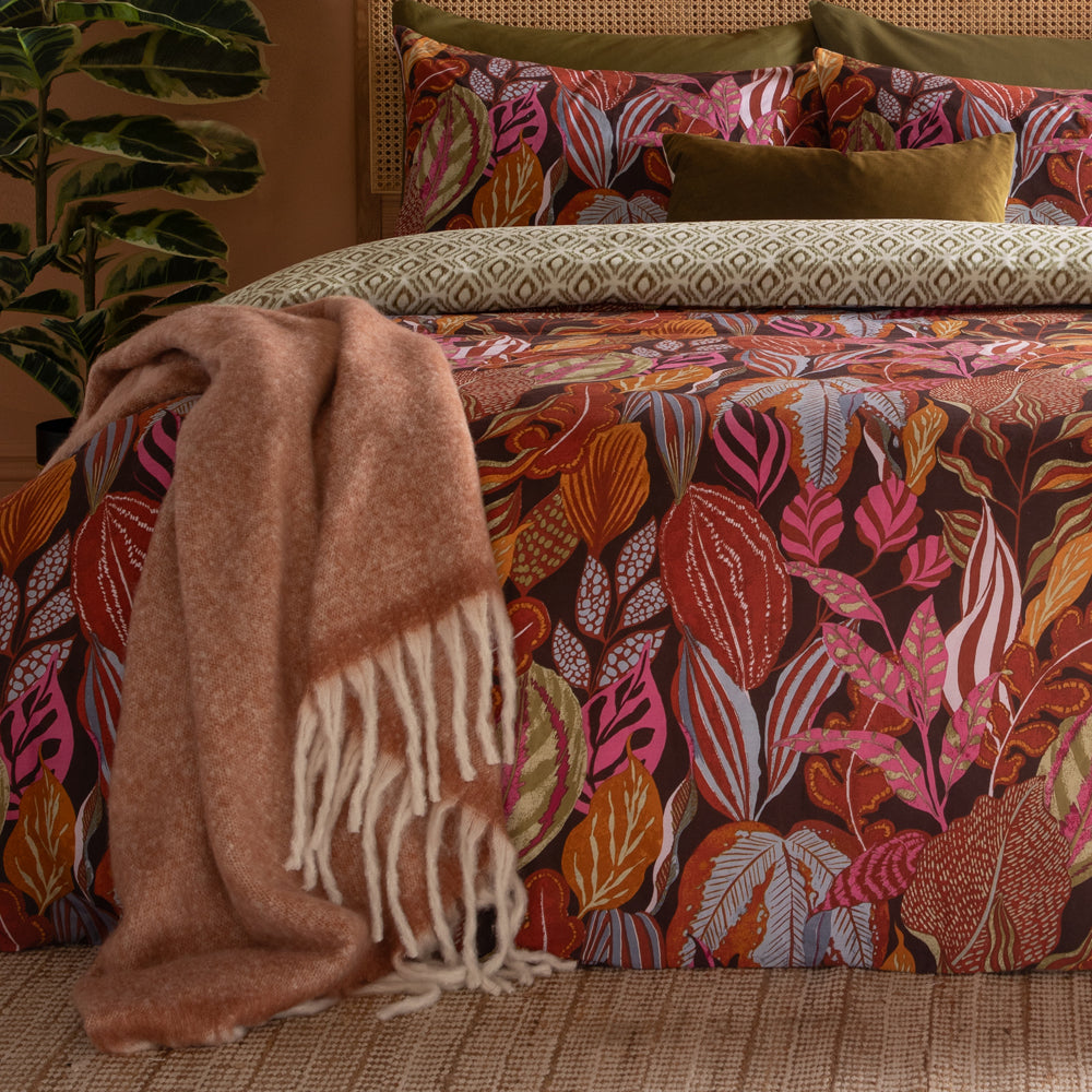 Utopia Printed Reversible Duvet Cover Set Copper Glow