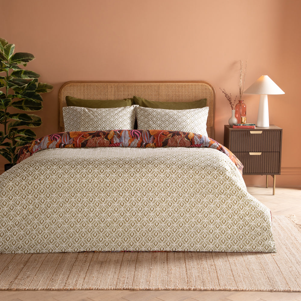 Utopia Printed Reversible Duvet Cover Set Copper Glow