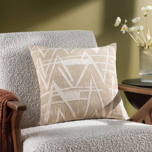 Abstract Beige Cushions - Vannes Embroidered Cushion Cover Tofu HÖEM