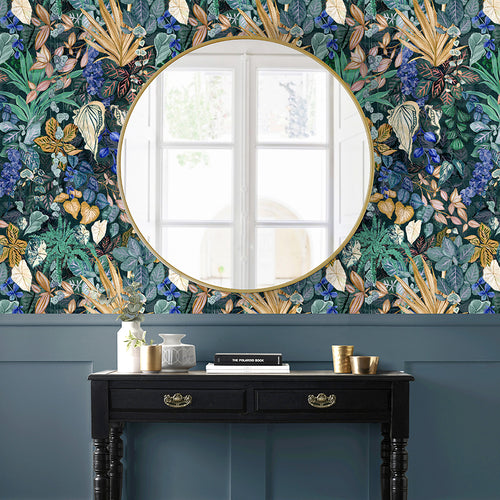 Floral Blue Wallpaper - Veadeiros  Wallpaper Blue Paoletti