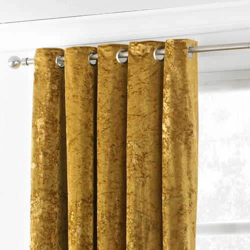  Yellow Curtains - Verona Crushed Velvet Eyelet Curtains Ochre Paoletti