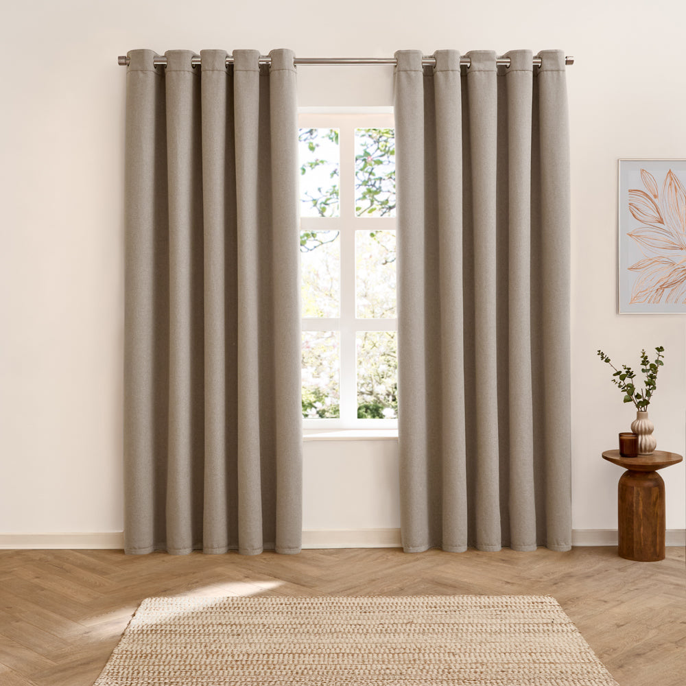 Verso Reversible Suede-look Blackout Eyelet Curtains Cinnamon