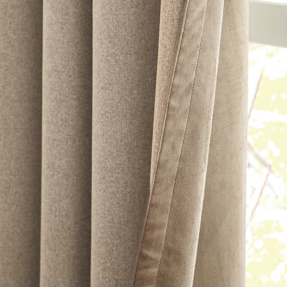 Verso Reversible Suede-look Blackout Eyelet Curtains Mocha