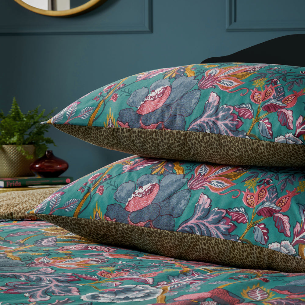 Viranai Blue Exotic Floral Duvet Cover Set | Lake Blue Bedding