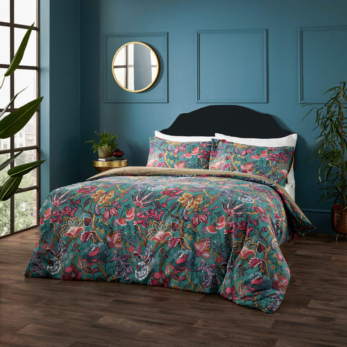 Floral Blue Bedding - Viranai Exotic Floral Duvet Cover Set Lake Blue Wylder Tropics