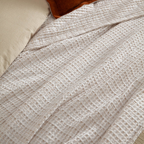 Not Applicable Cream Bedding - Waffle Textured 100% Cotton Bedspread Natural Yard