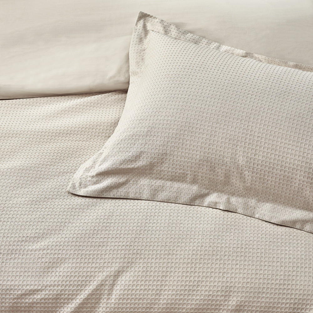 Waffle Textured 100% Cotton Duvet Cover Set Linen