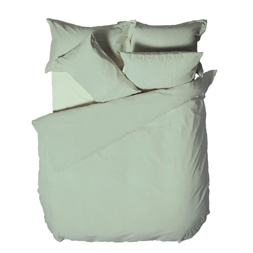 Plain Green Bedding - Waffle Textured 100% Cotton Duvet Cover Set Seafoam Yard