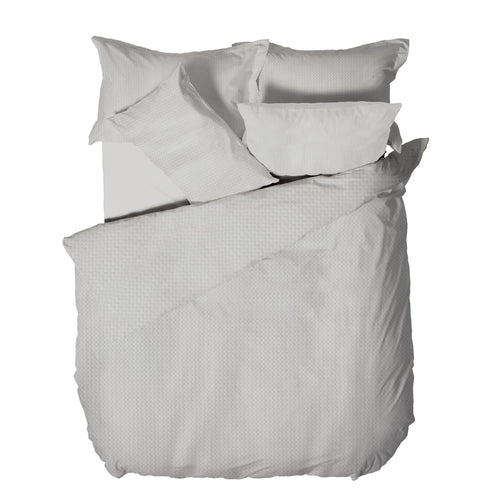 Plain Grey Bedding - Waffle Textured 100% Cotton Duvet Cover Set Silver Yard