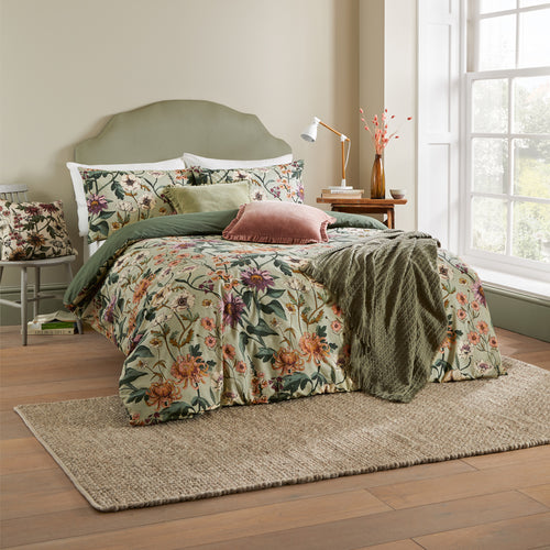 Floral Green Bedding - Wallflower Botanical Duvet Cover Set Celadon Green Wylder Nature