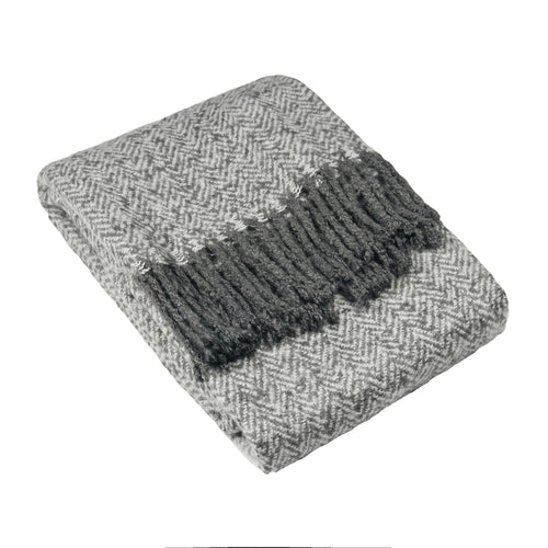 Geometric Grey Throws - Weaver Herringbone Throw Grey furn.